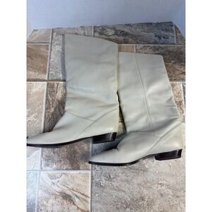 Mister Shoe Boots Cream Leather Pointed Toe Low Heel Slouchy Women's 7.5B